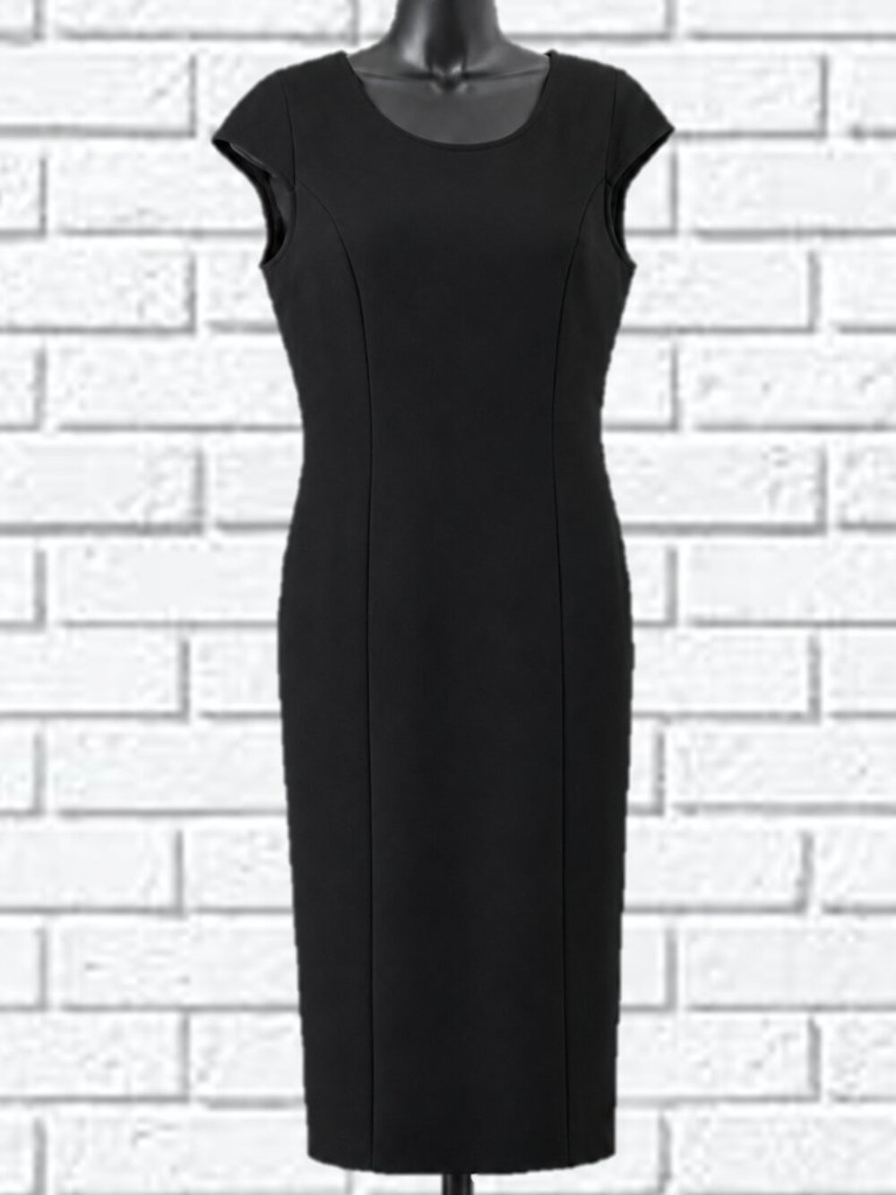 Armani Collezioni | Black Cap-Sleeve Sheath Dress